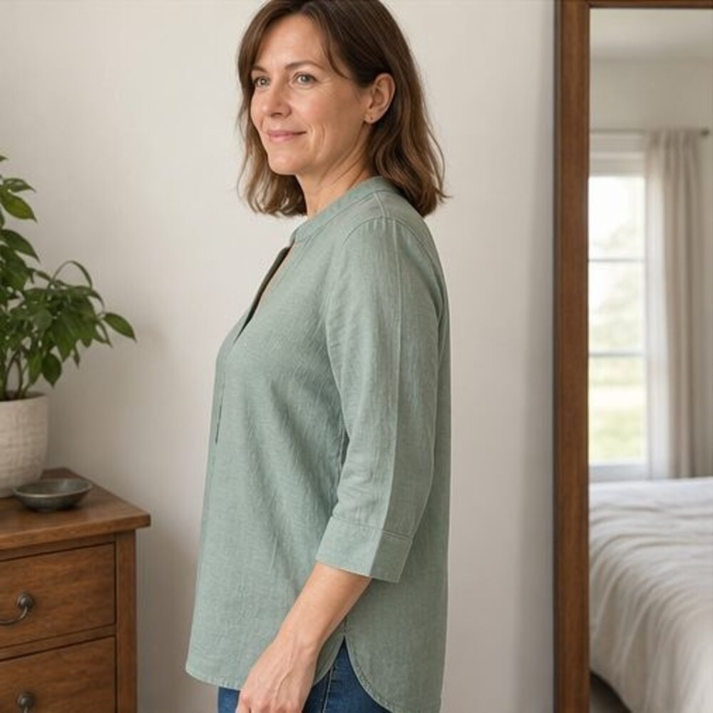 Blue Ruffle Blouse - Picture 3 of 6